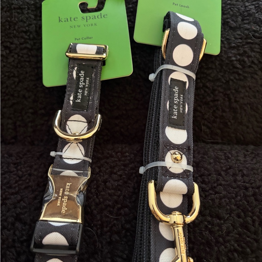 kate spade black and white polka dot leash & collar set - Picture 3 of 3